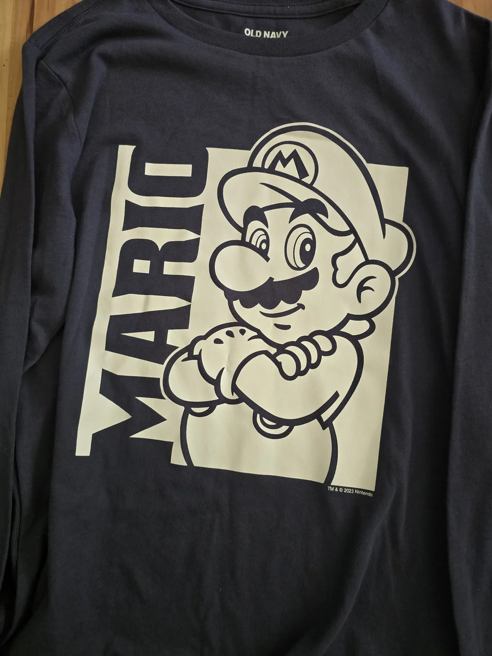 Old Navy Navy Mario Long-Sleeve Tee with White Graphic